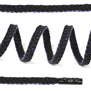 Шнурки TBY декоративные плоские 08мм 130см арт.SLF035 цв.черный/фиолетовый уп.10шт