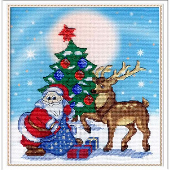 Набор для вышивания с рисунком на канве МП СТУДИЯ арт.РК-313 Дед Мороз 22х21 см