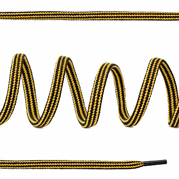 Шнурки круглые вязальные 4мм без наполнителя дл.100 см цв. черно-желтый, продольная полоска (25 компл)
