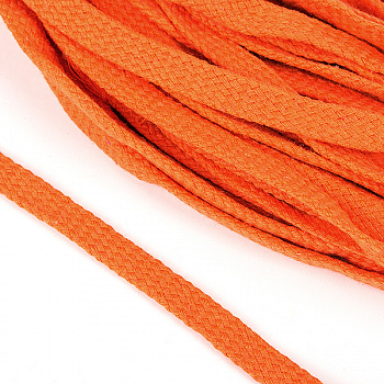 Шнур плоский х/б 10мм турецкое плетение цв.008 оранжевый уп.25 м