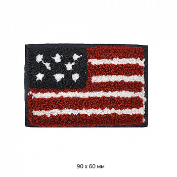 Аппликация пришивная махровая флаг США арт.УТ58152 8х6 см прямоугольная форма уп.10шт