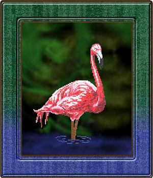 Набор для вышивания бисером ВЫШИВАЕМ БИСЕРОМ арт.В18 Фламинго 18,5х25,5 см