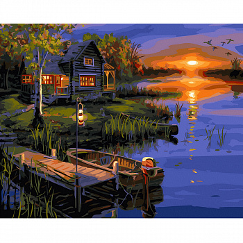 Картины по номерам арт.GX5853 Домик у озера 40х50 см