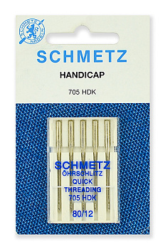 Иглы для бытовых швейных машин Schmetz легковдеваемые 130/705H №80, уп.5 игл