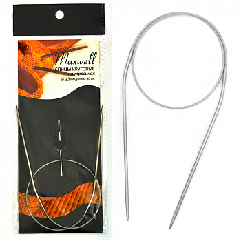 Спицы круговые для вязания на тросиках Maxwell Black арт.40-25 2,5 мм /40 см