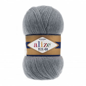 Пряжа для вязания Ализе Angora Real 40 (40% шерсть, 60% акрил) 5х100г/480м цв.087 средне-серый