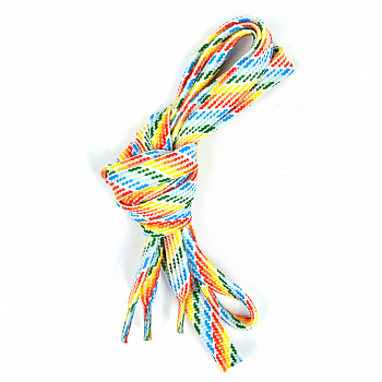Шнурки плоские 10мм турецкое плетение дл.100см цв. радуга точки (25 компл)