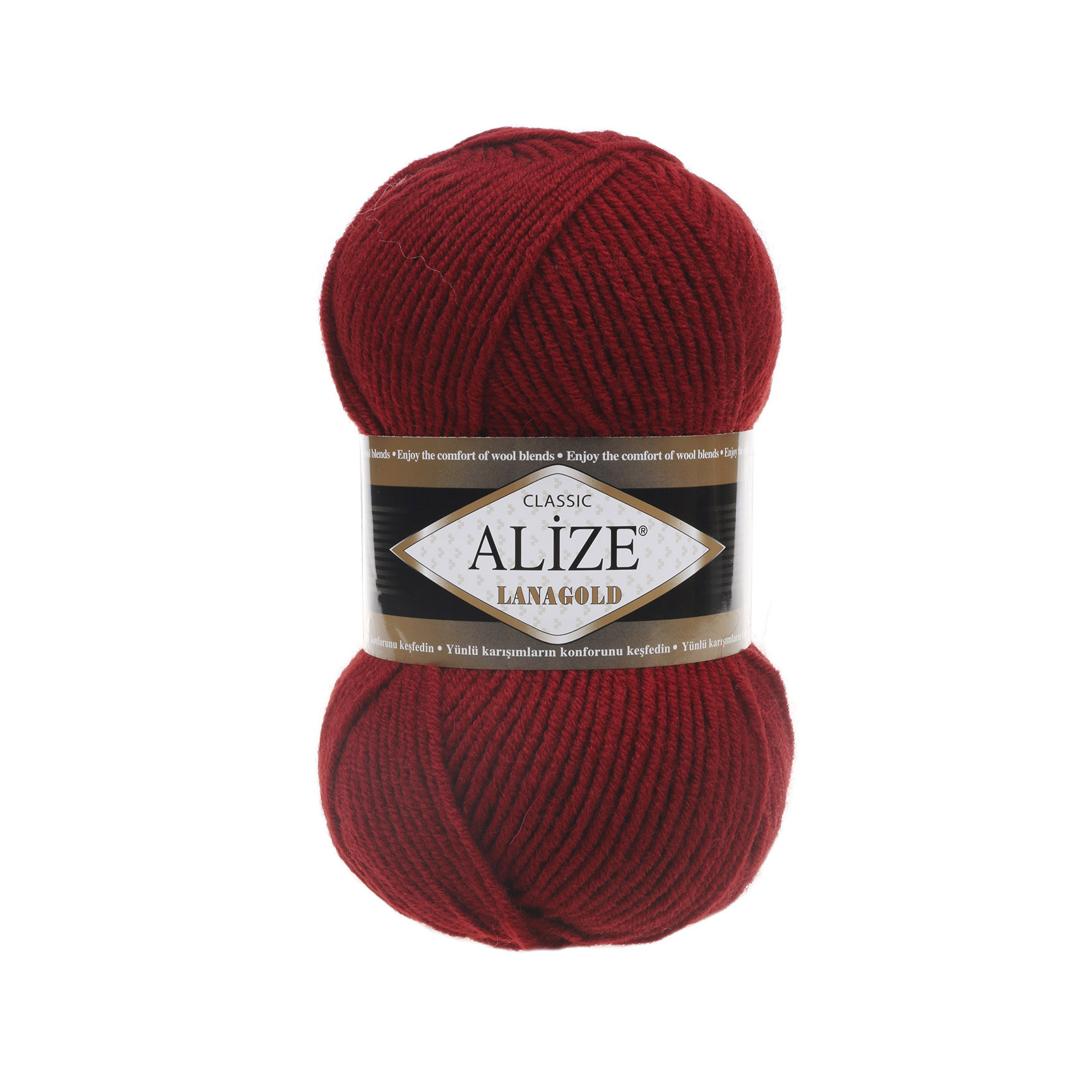 Пряжа для вязания Ализе LanaGold (49% шерсть, 51% акрил) 5х100г/240м цв.538 т.красный