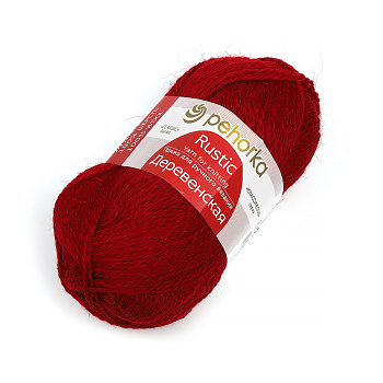 Пряжа для вязания ПЕХ Деревенская (100% полугрубая шерсть) 10х100г/250м цв.088 красный мак