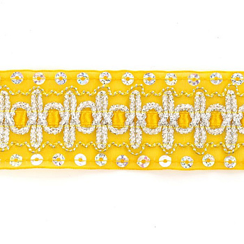 Тесьма с пайетками TBY арт.TH182 шир.38мм цв.016 желтый уп.18,28м