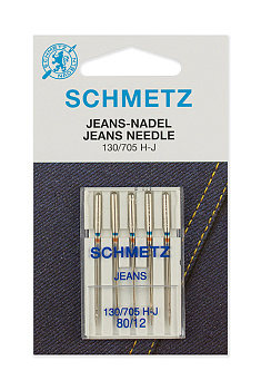Иглы для бытовых швейных машин Schmetz для джинсы 130/705H-J №80, уп.5 игл