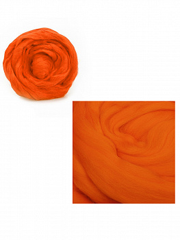 Шерсть для валяния ТРО Гребенная лента (100%полутонкая шерсть) 100г цв.1623 оранжевый