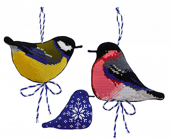 Набор для вышивания РИОЛИС арт.1742 Зимние птички 8х7 и 9х7 см