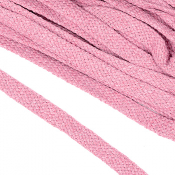 Шнур плоский х/б 10мм турецкое плетение цв.010 розовый уп.25 м