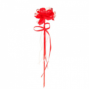 СЛ.309806 Цветок-конфетница для букетов Роза красная с бусами