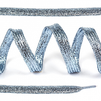 Шнурки плоские 10мм металлизированые дл.100см цв. голубой МХ-308 (10 компл)