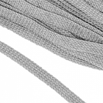 Шнур плоский х/б 10мм турецкое плетение цв.028 св.серый уп.25 м