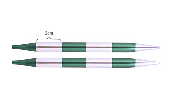 42132 Knit Pro Спицы съемные для вязания SmartStix 8мм  для длины тросика 28-126см, алюминий, серебристый/изумрудный