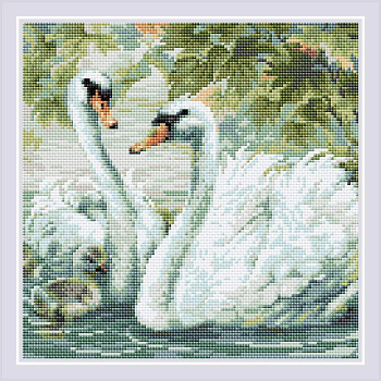 Набор РИОЛИС мозаичная картина арт.AM0036 Белые лебеди 30х30 см