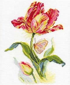 Набор для вышивания АЛИСА арт.2-14 Тюльпан и бабочка 19х25 см