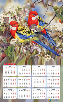 Набор Колор Кит картина со стразами-календарь арт.КК.404007K Райские птички 40х65
