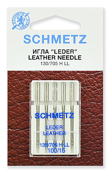 Иглы для бытовых швейных машин Schmetz для кожи 130/705H LL №100, уп.5 игл