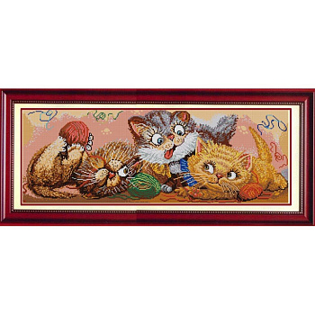 Рисунок на ткани (Бисер) КОНЁК арт. 1216 Игривые котята 25х65 см