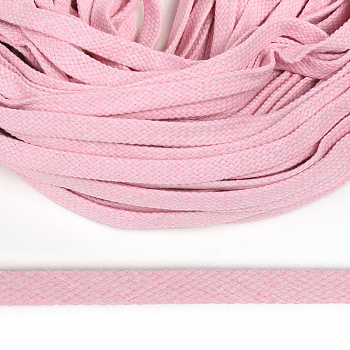 Шнур плоский х/б 12мм турецкое плетение TW цв.010 розовый уп.50м