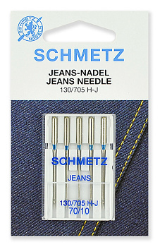 Иглы для бытовых швейных машин Schmetz для джинсы 130/705H-J №70, уп.5 игл