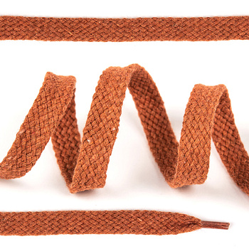 Шнурки плоские 12мм классическое плетение х/б дл.150см цв.009 морковь (10 комп)