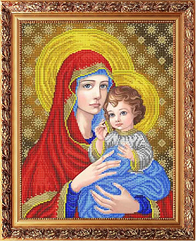 Рисунок на габардине СЛАВЯНОЧКА арт. ААМА-3005 Богородица с младенцем в красном 28х38 см