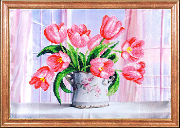 Рисунок на ткани МАГИЯ КАНВЫ арт.КС030 Розовые Тюльпаны 39х27 см