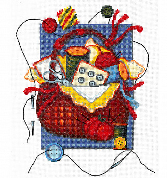 Набор для вышивания мулине НИТЕКС арт.0169 Корзинка рукодельницы 19х25 см