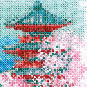 Набор для вышивания РИОЛИС арт.1743 Сакура, Пагода 18х24 см