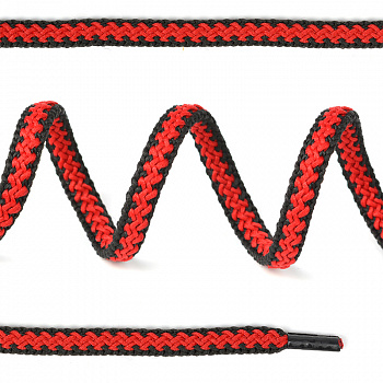 Шнурки TBY плоский 6мм арт.SLF032 длина 130 см цв.черный/красный уп.50шт