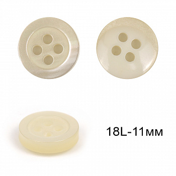 Пуговицы пластик TBY DFB003 цв.белый 18L-11мм, 4 прокола, 100 шт