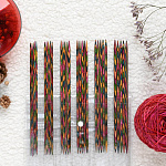 20651 Knit Pro Набор чулочных спиц для вязания длиной 15см Symfonie дерево, многоцветный, 5 видов спиц в наборе (2мм; 2,5мм; 3мм; 3,5мм; 4