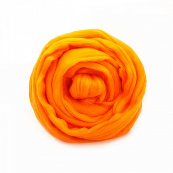 Шерсть для валяния ТРО Гребенная лента (тонкая мериносовая шерсть) 100г цв.2410 апельсин