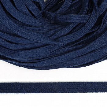 Шнур плоский х/б 10мм классическое плетение цв.024 т.синий уп.50 м
