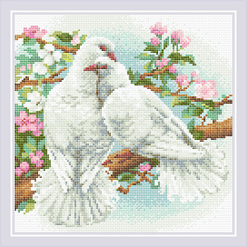 Набор РИОЛИС мозаичная картина арт.AM0058 Белые голуби 30х30 см