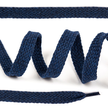 Шнурки плоские 12мм классическое плетение х/б дл.150см цв.024 т.синий (10 комп)