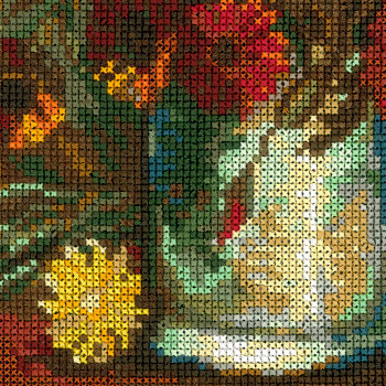 Набор для вышивания РИОЛИС арт.1591 Ваза с маками, васильками и хризантемами по мотивам картины В. Ван Гога 30х30 см