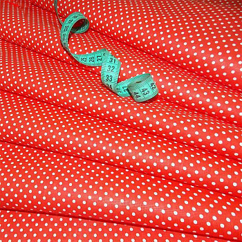 Ткань хлопок Горошек мелк-7056, 120г/м², 100% хлопок, шир.150см, цв.05 красный уп.3м