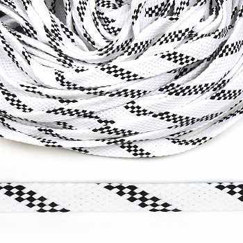 Шнур плоский х/б 15мм турецкое плетение TW цв.001/032 бело-черный уп.50м