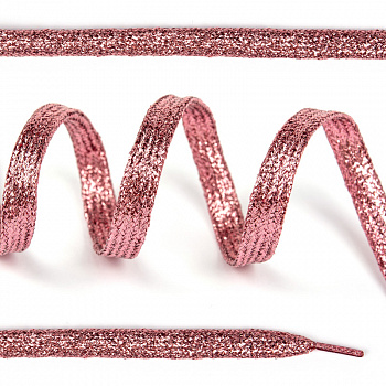 Шнурки плоские 10мм металлизированые дл.120см цв. розовый МХ- 334 (10 компл)