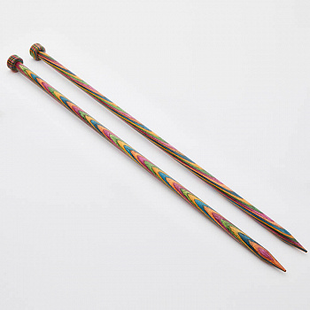 20218 Knit Pro Спицы прямые для вязания Symfonie 4,5мм/35см, дерево, многоцветный, 2шт
