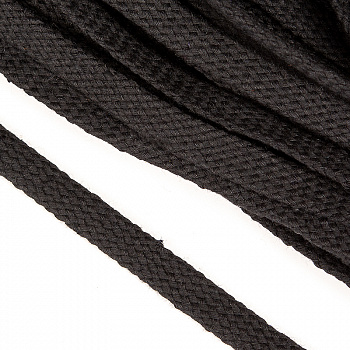 Шнур плоский х/б 12мм турецкое плетение цв.032 чёрный уп.25 м