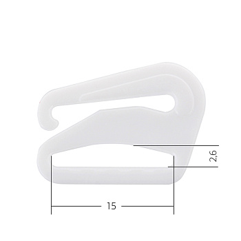 Крючок для бюстгальтера d15мм пластик  ARTA.F. SF-2-3 цв.001 белый, уп.50шт