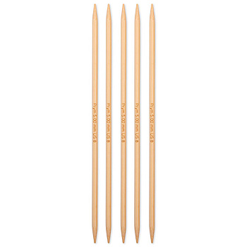 222216 PRYM Спицы чулочные для вязания Prym 1530 5мм 20см, бамбук, натуральный, уп.5шт