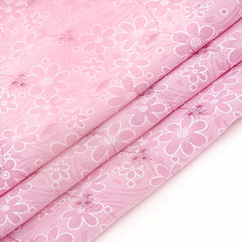 Ткань вышитая в нарезке арт.750-1 цв.2 (133) розовый шир.150см уп.5м